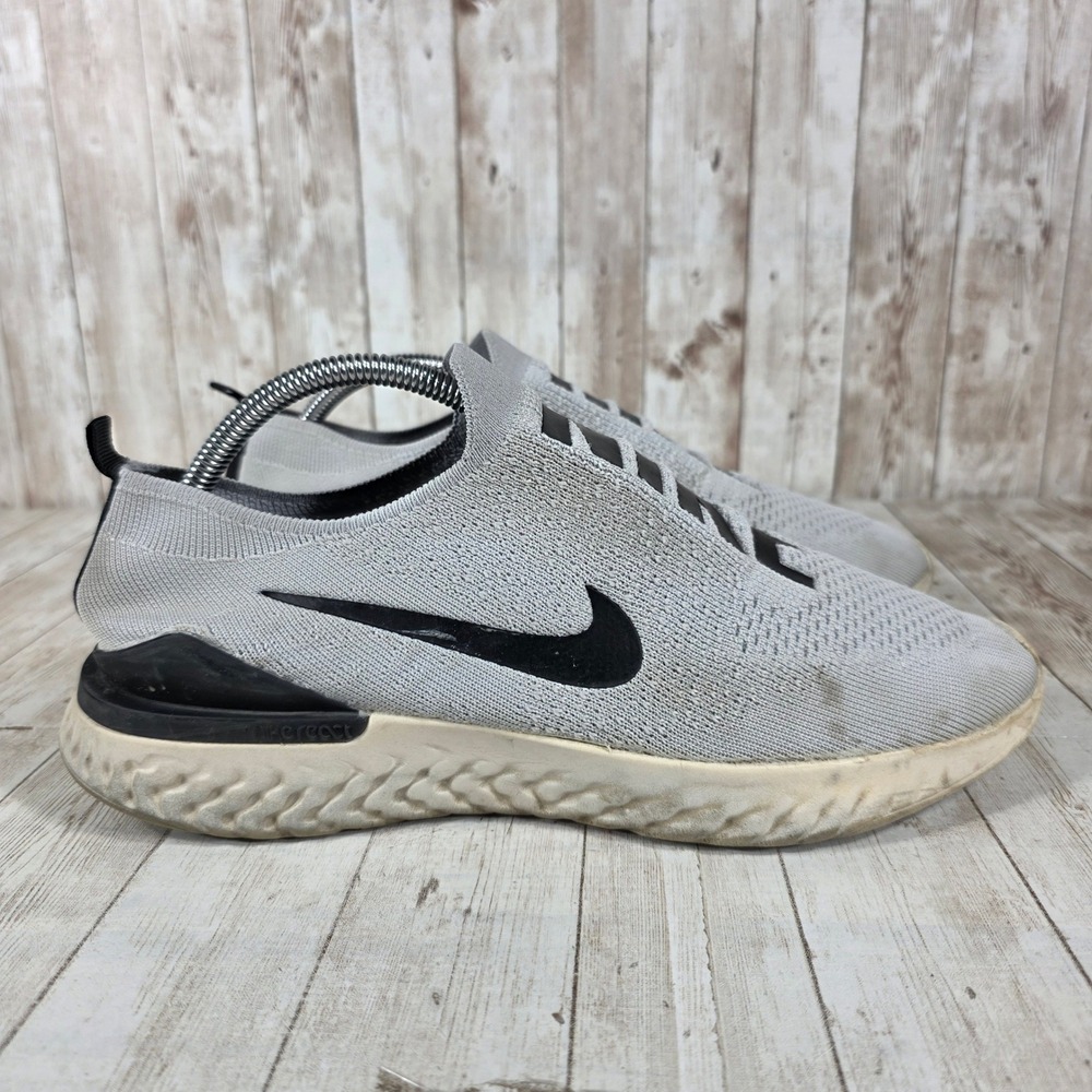 Nike‎ Epic React Flyknit Mens Running Shoes Grey Black Slip On Size EU42